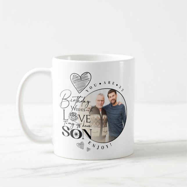 Mug Fils moderne , petit-fils Anniversaire Typographie (Gauche)