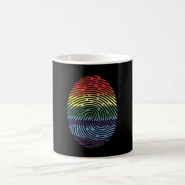 Mug Fingerprint LGBTQ Fière gay lesbienne Rainbow Prid (Centre)