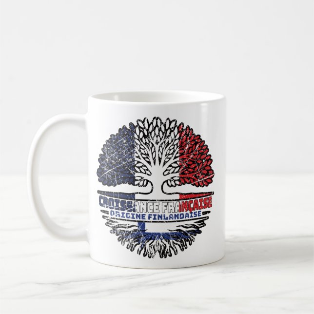 Mug Finlande Finlande Français France Arbre Drapeau (Gauche)