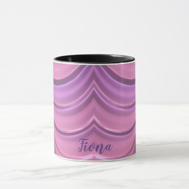 Mug FIONA ~ BRILLANT Rose Mauve Fractal 3D Dément ~ Mu (Centre)