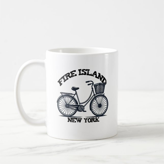 Mug FIRE ISLAND NEW YORK bicyclette avec panier vélo  (Gauche)