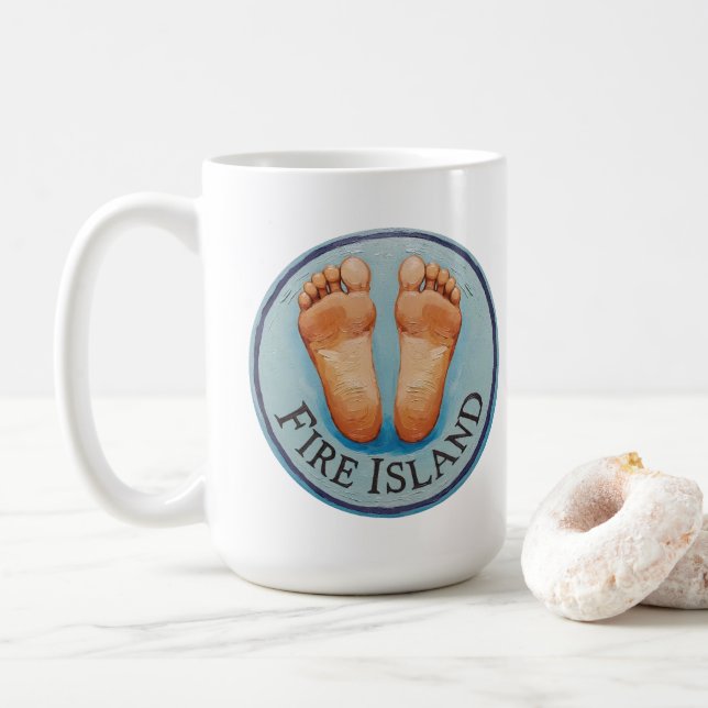 Mug Fire Island pieds nus et fantaisie libre ! Cadeau  (Avec donut)