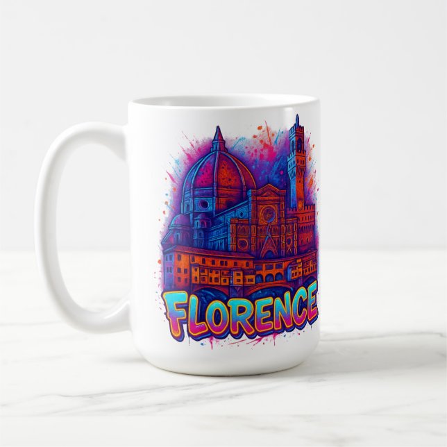 Mug Firenze Néon Pop-Art Skyline (Gauche)