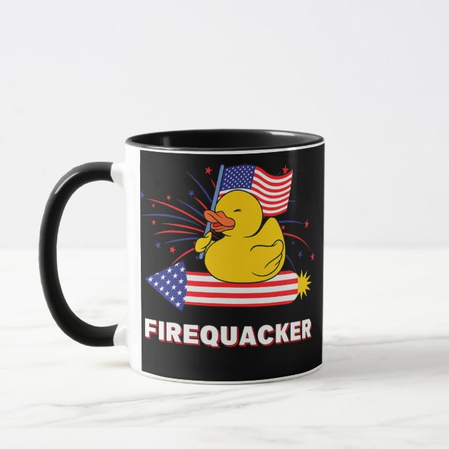 Mug Firequacker Rubber Duck USA Patriotique 4 juillet (Gauche)