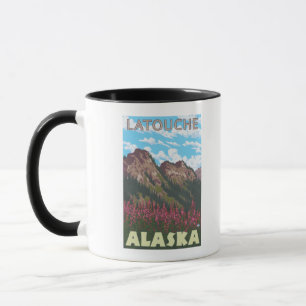 Mug Fireweed et montagnes - Latouche, Alaska