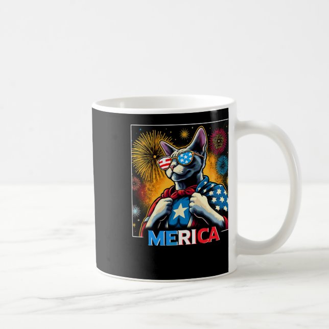 Mug Fireworks Patriotique Devon Rex Cat Merica (Droite)