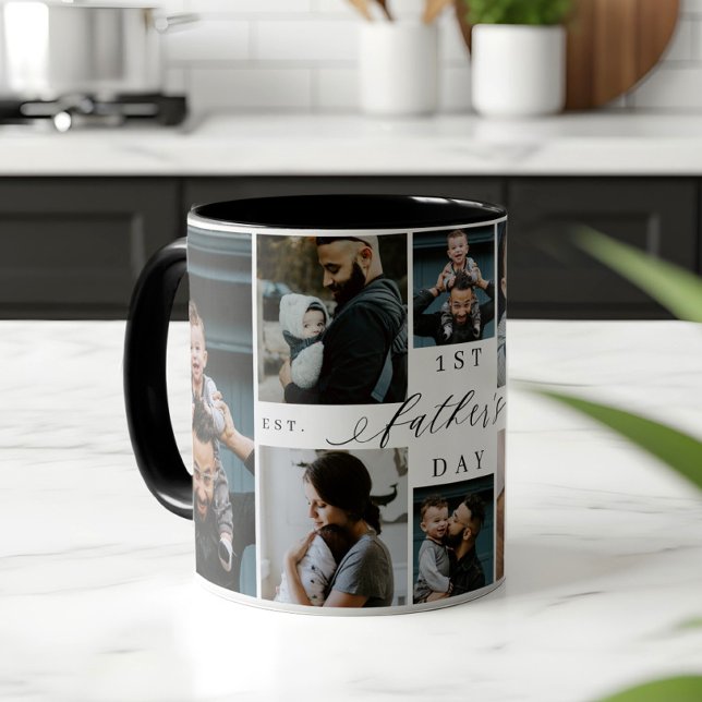 Mug First Father's Day Personalized 8 Photo Collage (First Father's Day Personalized 8 Photo Collage Mug)