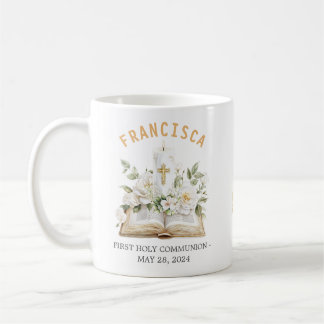 Mug First Holy Communion Floral Bible Religious
