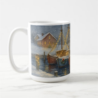 Mug Fishing Boats in Harbor Christmas