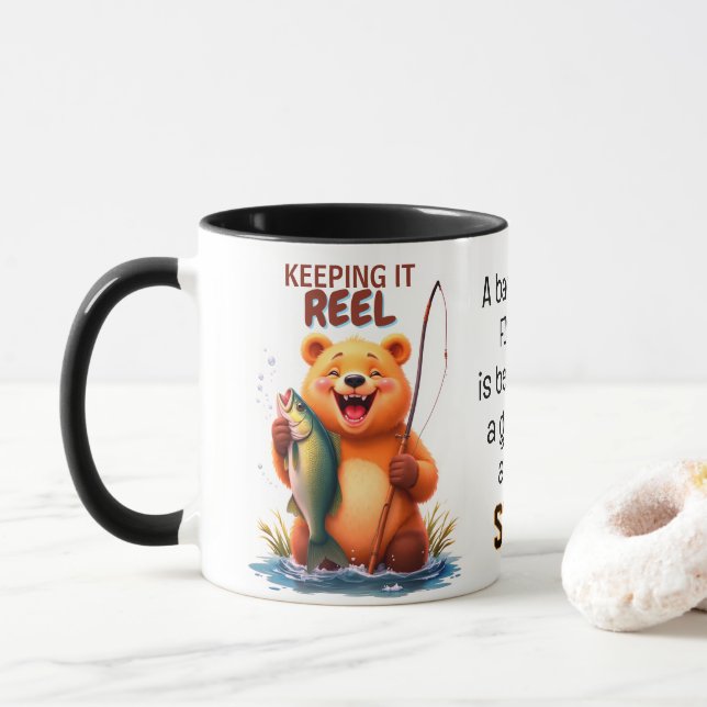 Mug Fishing Dad Bear Catch Fish  (Avec donut)