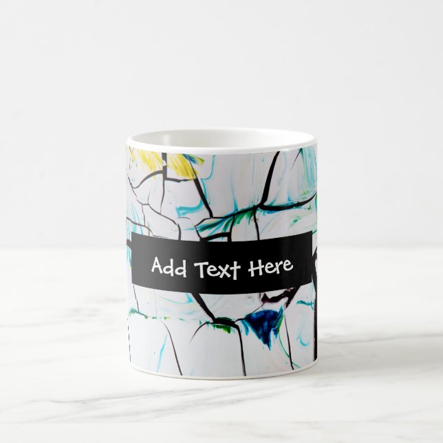 Mug Fissures Abstraites en bleu jaune vert (Centre)