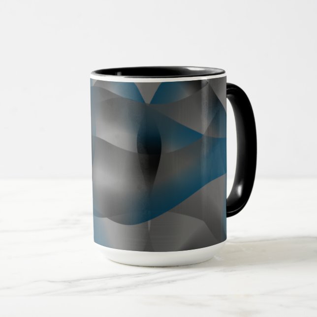 Mug Fissures noires et bleues, avec parties en dégradé (Devant droit)