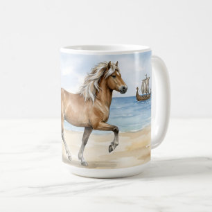 Mug Fjara Cheval islandais aquarelle sur la plage