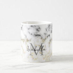 Mug Flacon brillant en marbre noir et blanc Monogramme