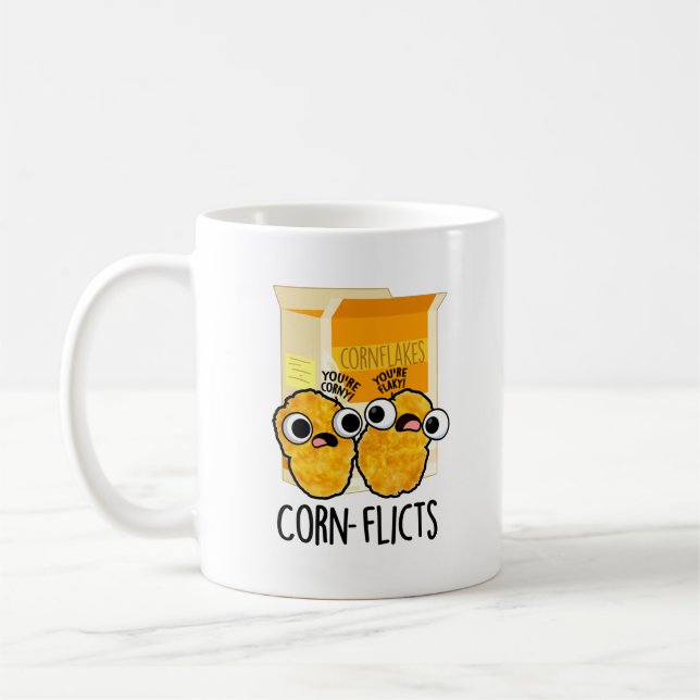 Mug Flacons de maïs amusant Flakes Pun (Gauche)