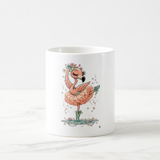 Mug Flamant Ballerine Gracieuse en Fleur (Centre)