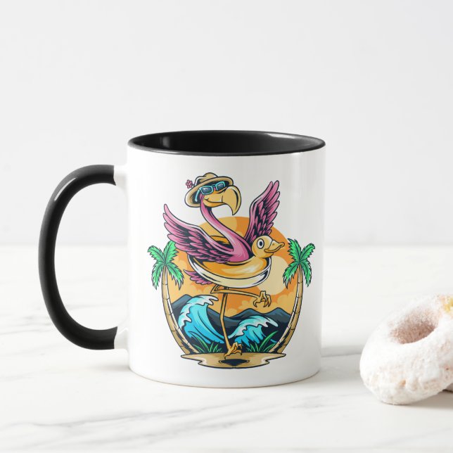Mug Flamant d'amusement d'été (Avec donut)