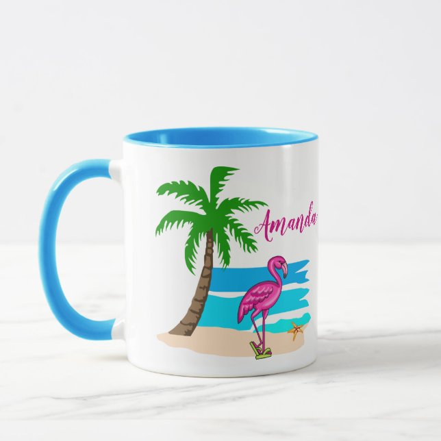 Mug Flamant rose à retournement personnalisé (Gauche)