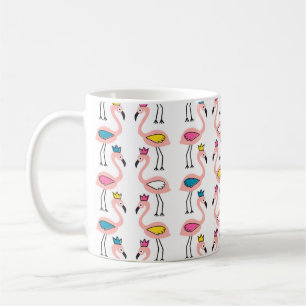 Mug Flamant rose avec motif sans soudure couronne.