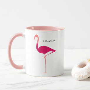 Mug Flamant rose d'aquarelle personnalisé par rose