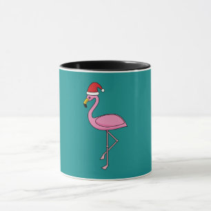 Mug Flamant rose de Noël avec Santa Hat