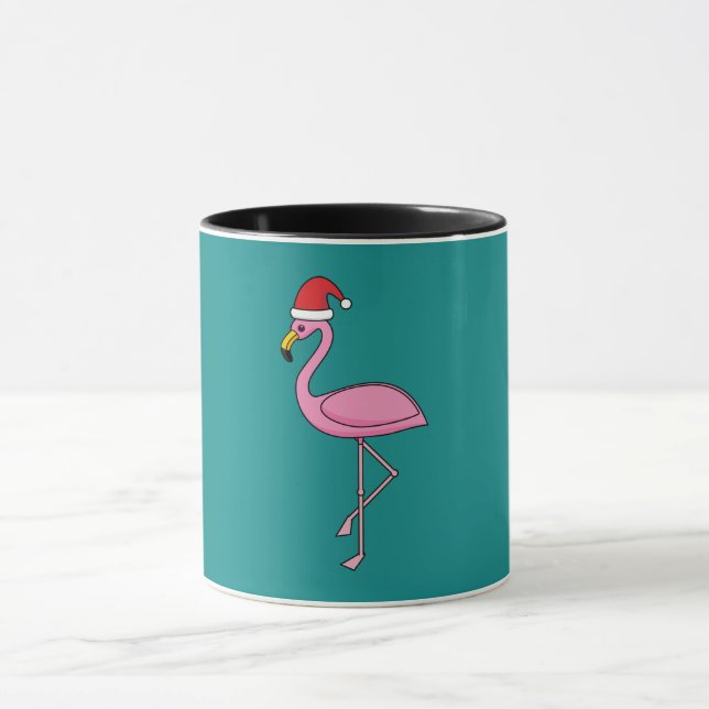 Mug Flamant rose de Noël avec Santa Hat (Centre)
