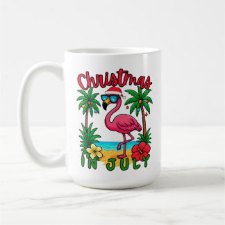 Mug Flamant rose de Noël en juillet