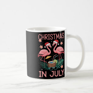 Mug Flamant Rose de Noël en Juillet Avec Chapeau de Pè