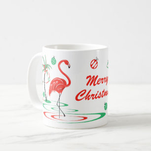 Mug Flamant rose de Noël rouge Baubles Musique de Noël