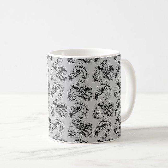 MUG FLAMANT ROSE DE ROCKER GOTH PUNK, HAULEURS, CHEVEU (Devant droit)