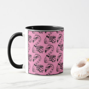 MUG FLAMANT ROSE DE ROCKER GOTH PUNK, HAULEURS, CHEVEU