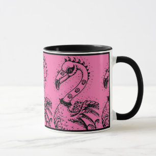 MUG FLAMANT ROSE DE ROCKER GOTH PUNK, HAULEURS, CHEVEU