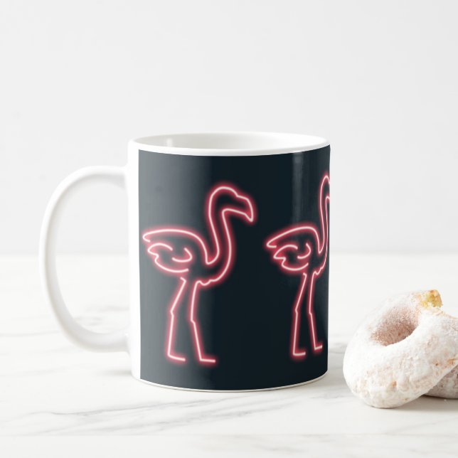 Mug Flamant rose en rose néon (Avec donut)