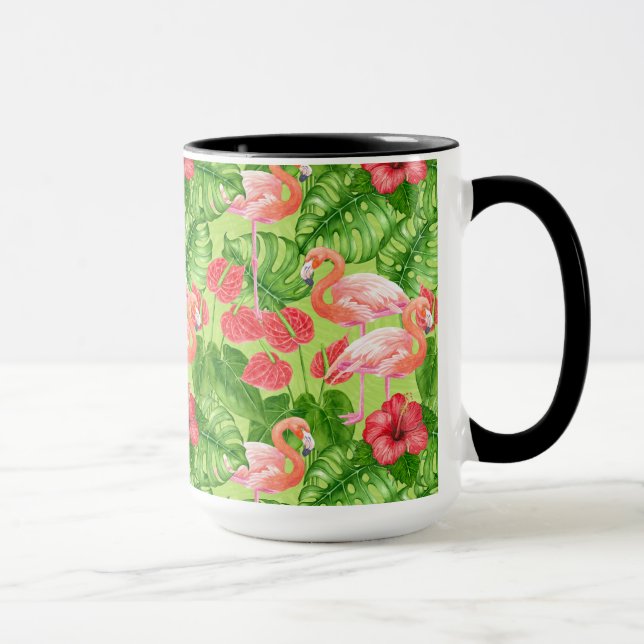 Mug Flamant rose et plantes tropicaux (Droite)