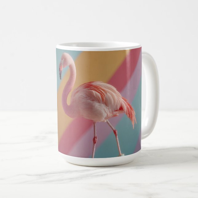 Mug Flamant rose fantaisiste sur des patins à roulette (Devant droit)