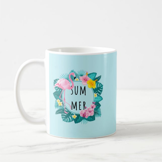 Mug Flamant rose floral Bliss été (Gauche)