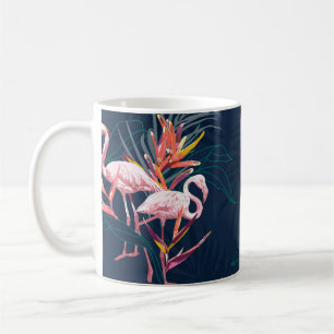 Mug Flamant rose hawaïen : oeuvre Vintage tropicale