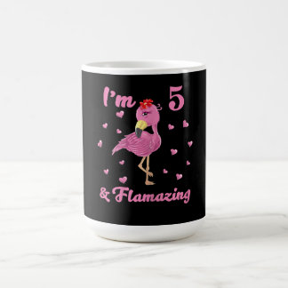 Mug Flamant rose I'm 5 et flambant - Les filles de 5 a