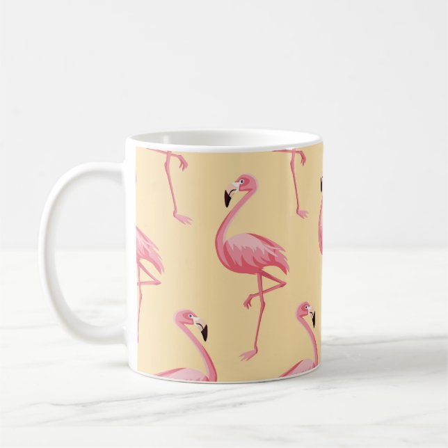 Mug Flamant rose motif arrière - plan transparent. Fla (Gauche)