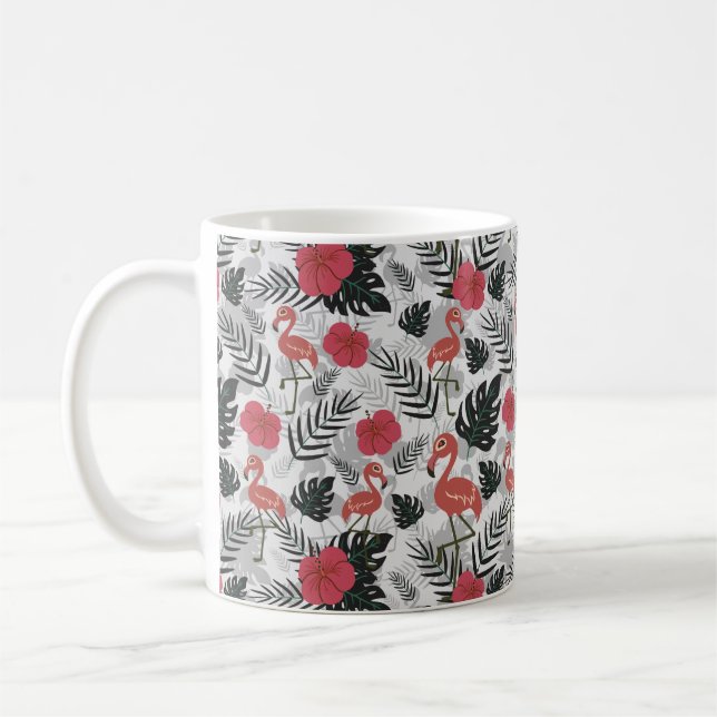 Mug Flamant rose motif sans couture avec arrière - pla (Gauche)
