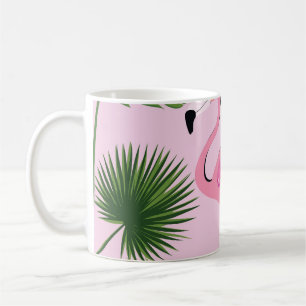 Mug Flamant rose Palm Feuille Tropical Design