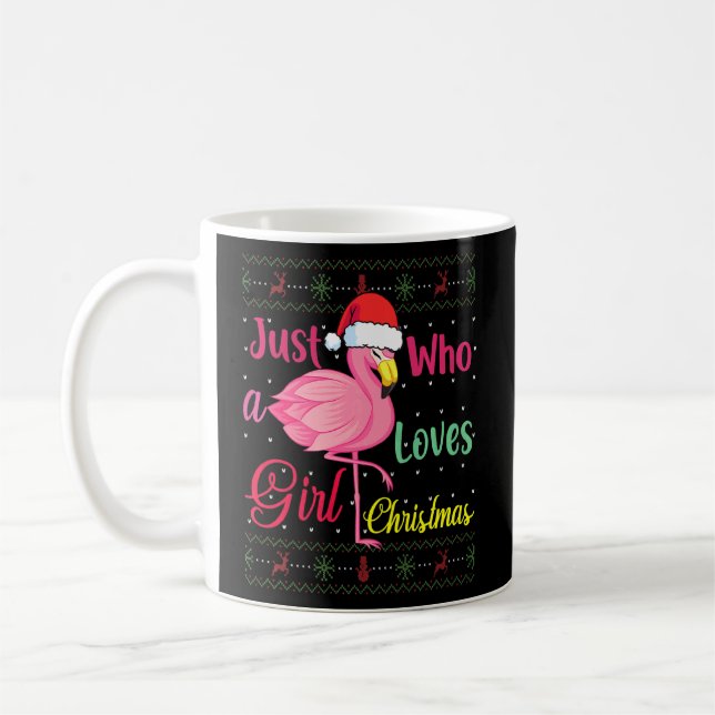 Mug Flamant rose Personnalisé Juste Une Fille Qui Aime (Gauche)