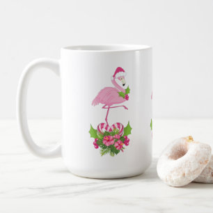 Mug Flamant rose rose à Santa Hat Noël Whimsical