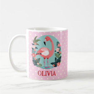 Mug Flamant rose rose carton mignon et Pois