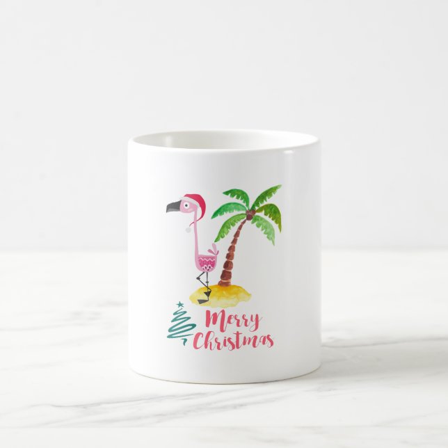 Mug Flamant rose Rose Dans Un Chapeau De Père Noël Par (Centre)