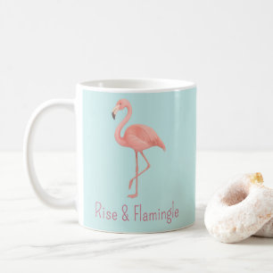 Mug Flamant rose rose de levage et flamingle - bleu cl