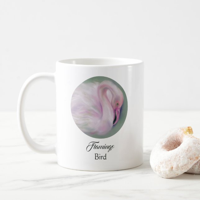 Mug Flamant rose rose doux Pastel Personnalisé (Avec donut)