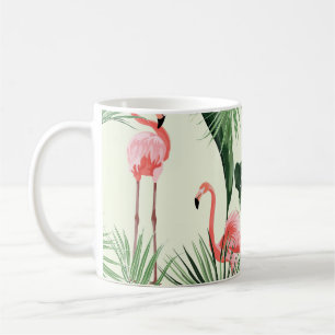 Mug Flamant rose rose Fleurs exotiques Motif