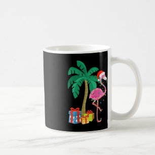 Mug Flamant rose rose Noël Palmier Tropical Xmas Fu