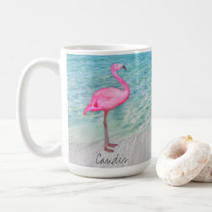 Mug Flamant rose rose personnalisé Plage de sable trop